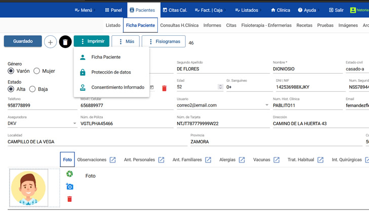 Impresión consentimiento informado del paciente clínica médica