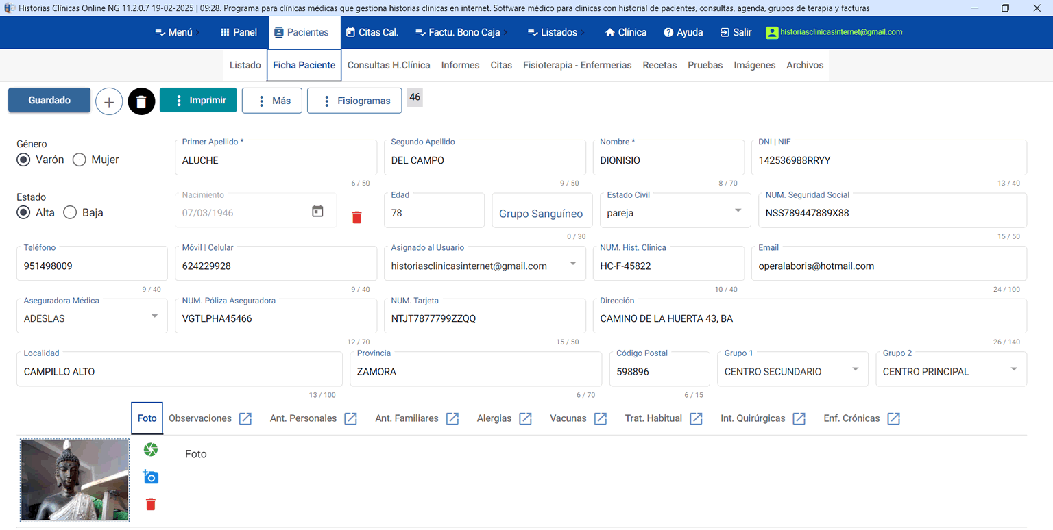 Ficha Paciente historia clínica médica