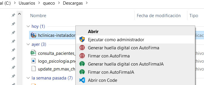 Instalar programa historias clínicas como administrador Instalar programa historias clínicas como administrador