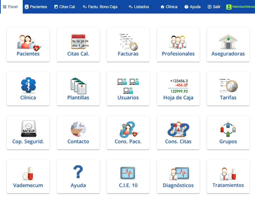 Panel de Control Historia Clínica Médica